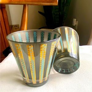 2 vintage MCM Georges Briard Low Ball 4.5” Smoky Glasses